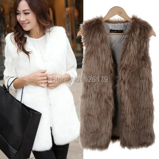 New Women Winter Faux Fake Fur Vests Fashion Warm Sleeveless Plus Size Vest Jacket Coat with Waistcoat Outwear