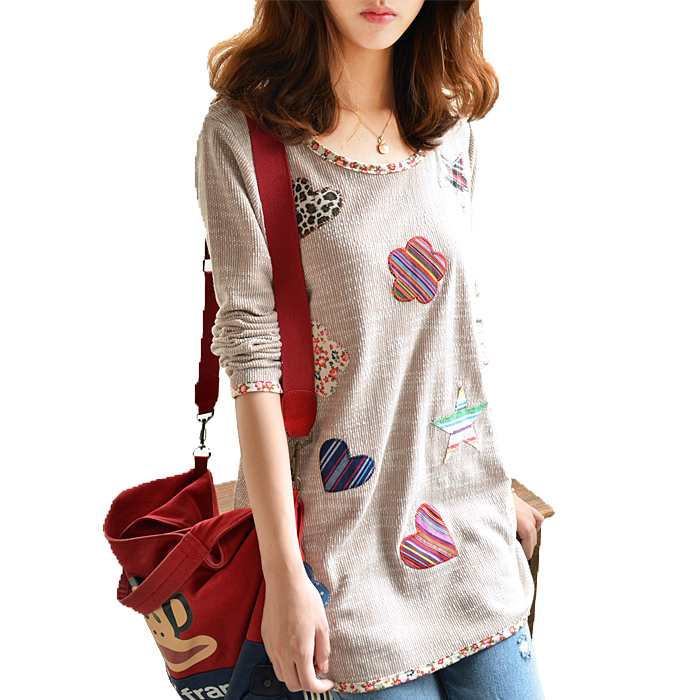 M-XXXL plus maxi cotton casual women t shirt  Autu...