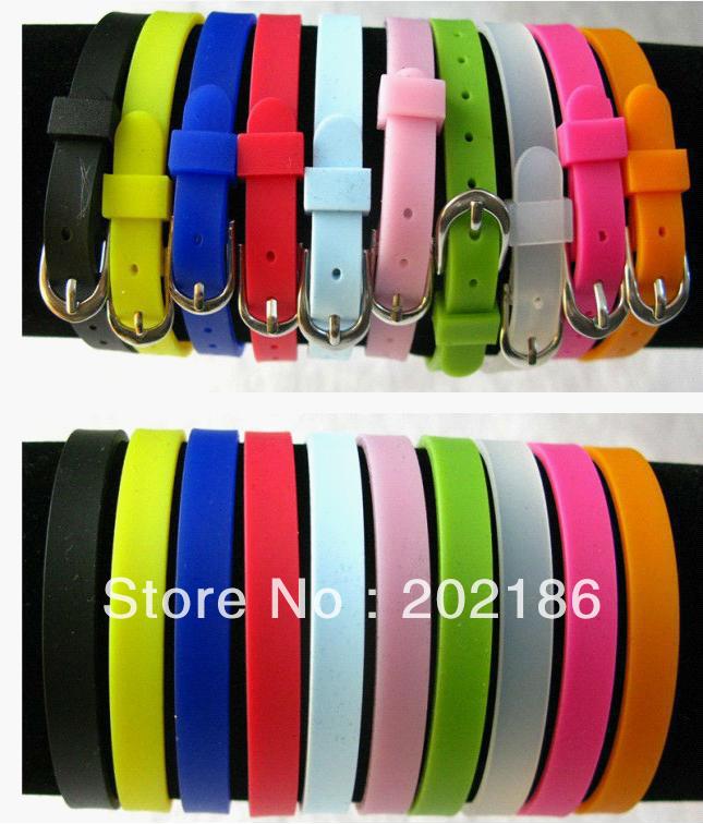 100pcs 8mm DIY Accessories  silicone Wristband Bracelet   Fit 8mm slide charms /slide letters