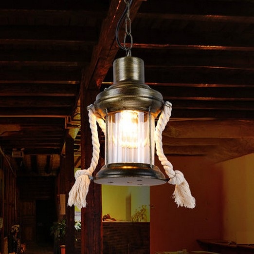 Фотография Village Creative Iron Glass Droplight LED Vintage Pendant Light Fixtures For Dining Room Bar Hanging Lamp Indoor Lighting