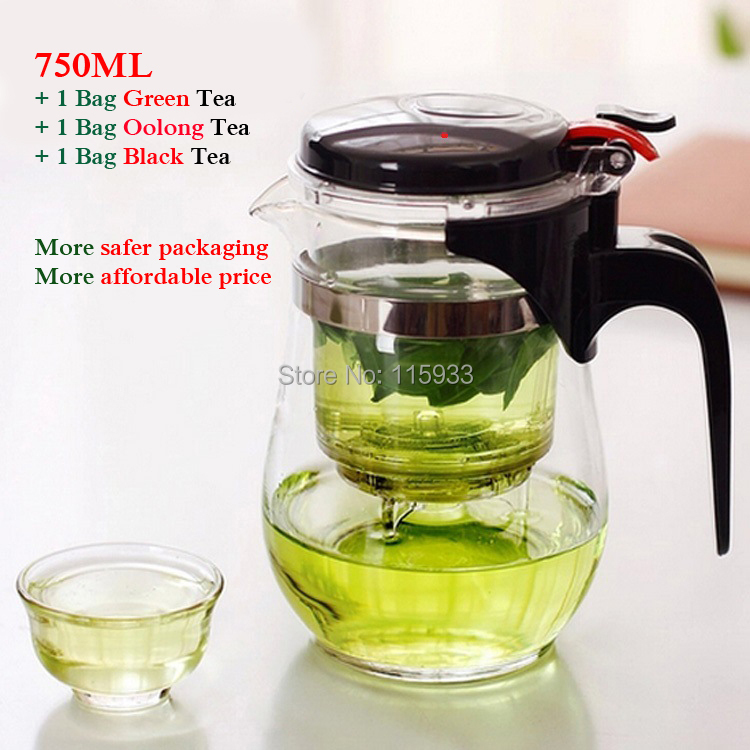 2015 Drinkware 750ml Heat Resistant Glass Tea Pot Teaset Teapot High quality Office Tea Set Gift