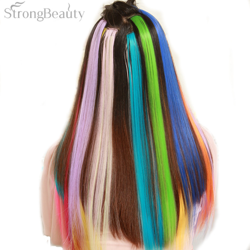 Strongbeauty Women Colorful Extension Long Synthetic Clip In
