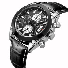 JEDIR Men Chronograph Function Sport Watch Men Luxury Brand Watches Genuine Leather Quartz Watch Men Watches relogio masculino