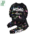 0 2T Baby girl clothes winter Spring Fashion printing graffiti Newborn baby boy clothing Set Girl