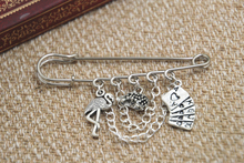 12pcs Alice in Wonderland inspired Flamingo themed charm with chain font b kilt b font pin