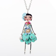 Newei Doll Necklace Long Chain Pendant Acrylic Alloy Dress 2015 New Trendy Jewelry For Women Girl