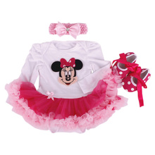 Newborn Cotton Baby Romper Casual Long Sleeve Baby Clothing Headbands Dress Shoes 3 pieces a set