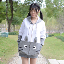 Totoro Cosplay Jacket Cute Animal Women Tops Winter Fleece Hoodies Long Zipper Sweatshirts Anime Cosplay Vestidos