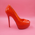 Orange Patent Leather Women Pumps Summer Style Platform High Heels Slip ons Peep Toe US11 Chaussure