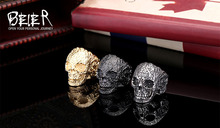Classice 316L Stainless Steel Jewelry Men s Garden Flower Skull Ring Punk BR8 071 US Size