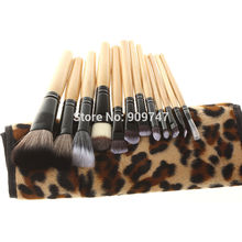 12 PCS Pro Makeup Brush Set Cosmetic Tool Leopard Bag Beauty Brushes foundation brush kits