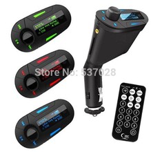 3Colors Car Kit MP3 Mucsic Player Wireless FM Transmitter Radio Modulator With USB SD MMC+ Remote Control FreeShipping