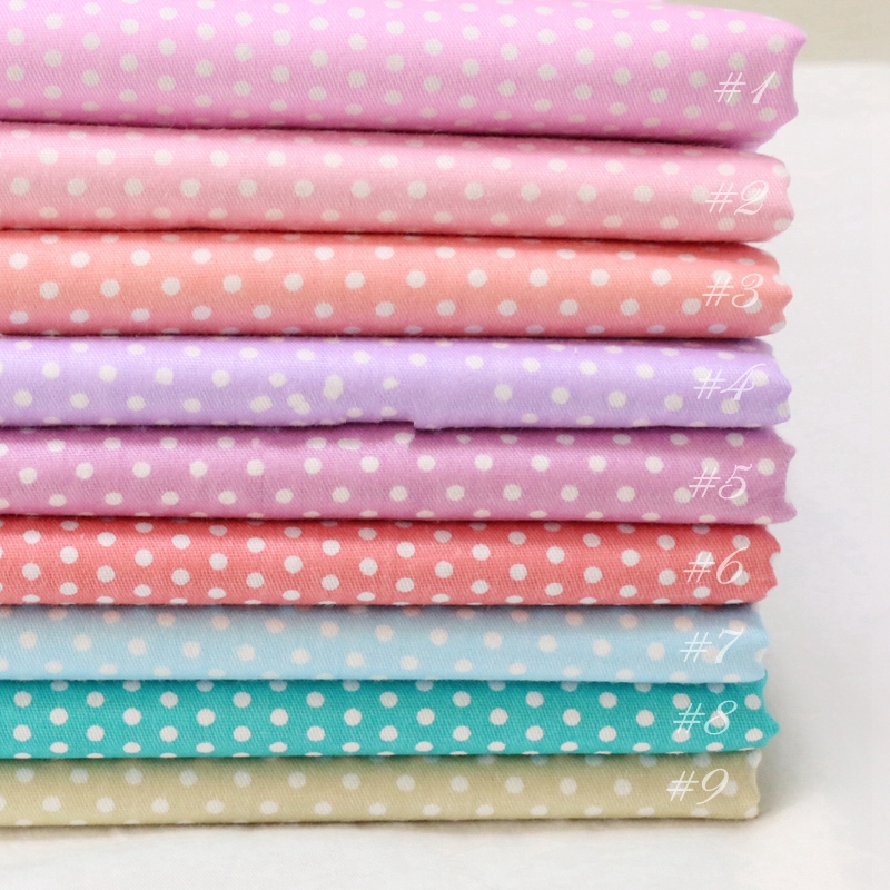 1/2Merter 50cm*160CM Polka Dot- white dot 100%cotton Quilting meter fabric Clothes Home Textile Bedding Sewing Doll Cloth
