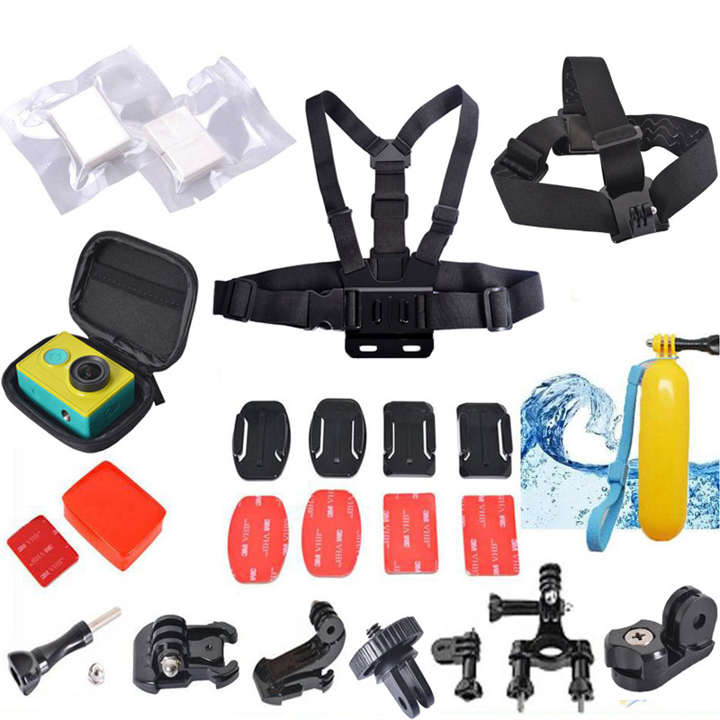 For Gopro sj4000 Xiaomi Yi Waterproof bag for Gopro Chest belt Head strap Bobber Floating Handheld Stick for gopro hero 4 sjcam
