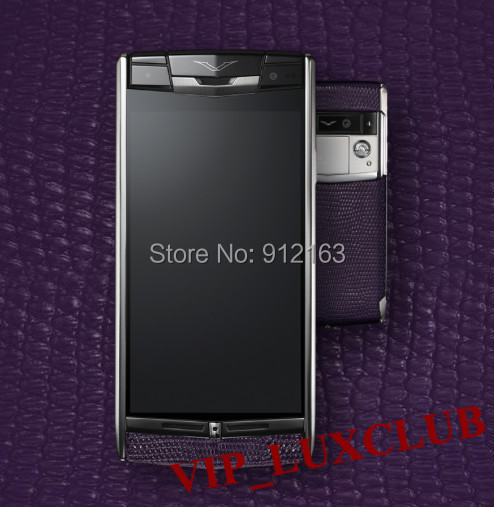 New Arrival High Quality Luxury Signature Touch Lizard Skin Leather Mobile Phones Titanium Android 4 4