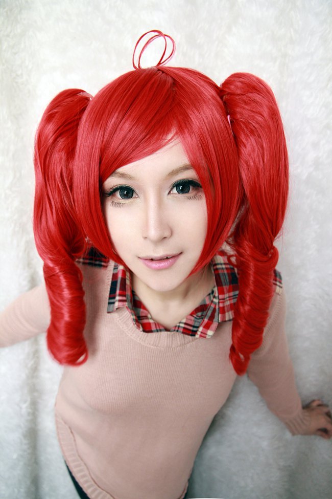 Wholesale Price 2014 New Vocaloid Kasane Teto 18 Inches Medium Wave Braided Red Cosplay Wig
