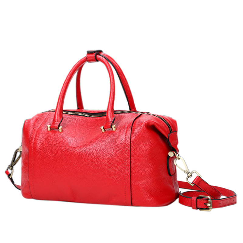 Best Sale Europe and Americal Style Women Shoulder Bag Stylish Retro Boston Genuine Leather Handbag Simple Design Messenger Bags