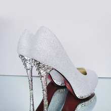 2016 Glitter Wedding Shoes Bridal Evening Party Crystal Red Bottom High Heels Women Shoes Sexy Women