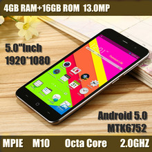 Original smartphone 3g m10 mtk6752 Octa Kern 2,0 5,0 zoll 1080p 4 gbram 16gb rom dual sim 13.0mp kamera android zelle handy