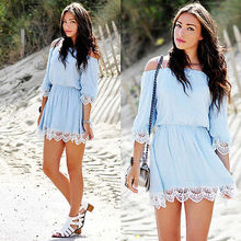 Mini vestido corto del verano, mujeres Boho Beach Sexy Casual hombro off partido de la manga(China (Mainland))