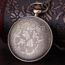 G104 2015Newest New Men Women Retro Bronze Quartz Chain Pendant Pocket Watch Stars Hollow free shipping