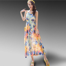 Adogirl Summer Women Sleeveless Floral Print Tank Maxi Dress Sexy Square Collar Vestido Longo Chiffon Long Boho Beach Dresses