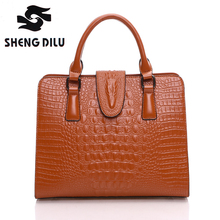 High Quality 100 Genuine Leather Women Handbags Classic Aligator HandbagsFor Women Fashion Brand Brief Lady s