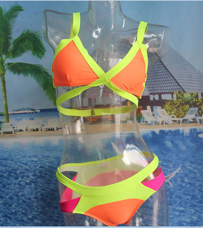 New 2015 Deep V Sexy Women\'s Bikini Set Push-up Padded Bra Swimsuit Set Women Underwire Swimwear print bikinis set (8)