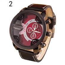 Hombres de banda de cuero de imitación al aire libre deportes reloj análogo de cuarzo Casual reloj de pulsera