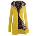 Leopard Print Coat Hooded Winter Autumn Warm Coat Long Sleeve Sweatshirts Slim Jacket Outerwear Plus Size