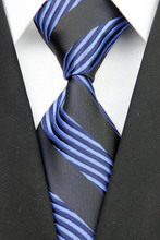 ST003 Blue Black Stripes Fashion Jacquard Woven Silk Tie Gravata Casual Neckties For Man Business Wedding