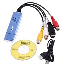 New Portable USB 2.0 Video Audio Capture Card Adapter VHS DC60 DVD Converter Composite RCA Blue Digital easycap