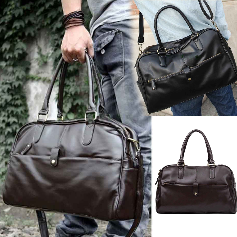 Hot Fashion Men Casual Faux Leather Handbag Shoulder Bag Sports Duffle Tote Bags High Quality