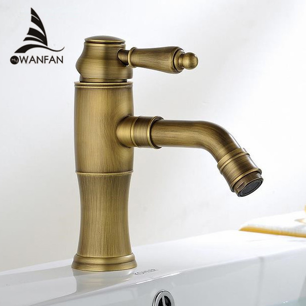Free Shipping Antique Brass Bathroom Basin Faucet Vessel Sink Mixer Tap Single Lever Deck Mounted Countertop Water Taps 5859-22B