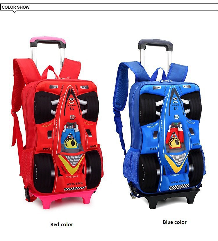Children\\\'s-cartoon-car-stereo-rod-rolling-suitcase-luggage-bag-children-3D-trolley-school-bags-4