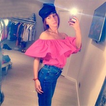 2016 new fashion women sexy off shoulder top casual Slash Neck loose Ruffled blouse strapless Shirt plus size