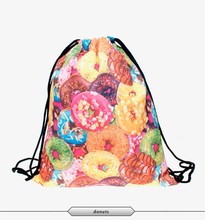 2015 New Fashion Escolar Backpack 3D Shopping Bags Softback Women Mochila Feminina Harajuku Drawstring Bag Mens