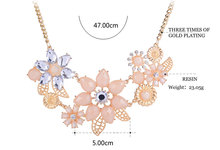 Collier wholesale Fashion Pink Flower Necklace Elegant Women Gold Jewelry Choker Bib Statement Collar Chain Pendant