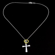 2015 Hot men necklace Wholesale Free shipping gold necklace top quality necklace Cross pendant Cool Men