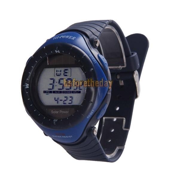 BETR Hi Power Round Dial Digital Waterproof Sports Solar Power Watch 0405 Blue