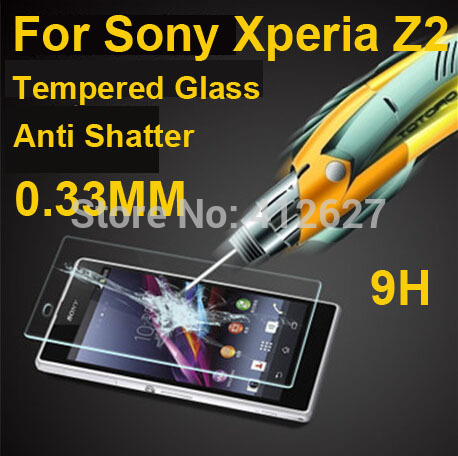  2014 new 0 33mm Premium Tempered Glass Screen Protector Protective Film For Sony Xperia Z2