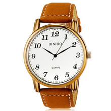 DINIHO Men’s Watches Fashionable Analog Quartz Water Resistant Wrist Watch with Faux Leather Band