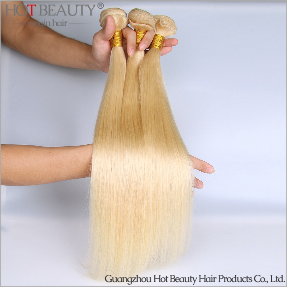 New Arrival Russian Virgin Hair Silky Straight Honey Blond 613#,100% Unprocessed Russian Hair 3pcs lot hot beauty hair extension