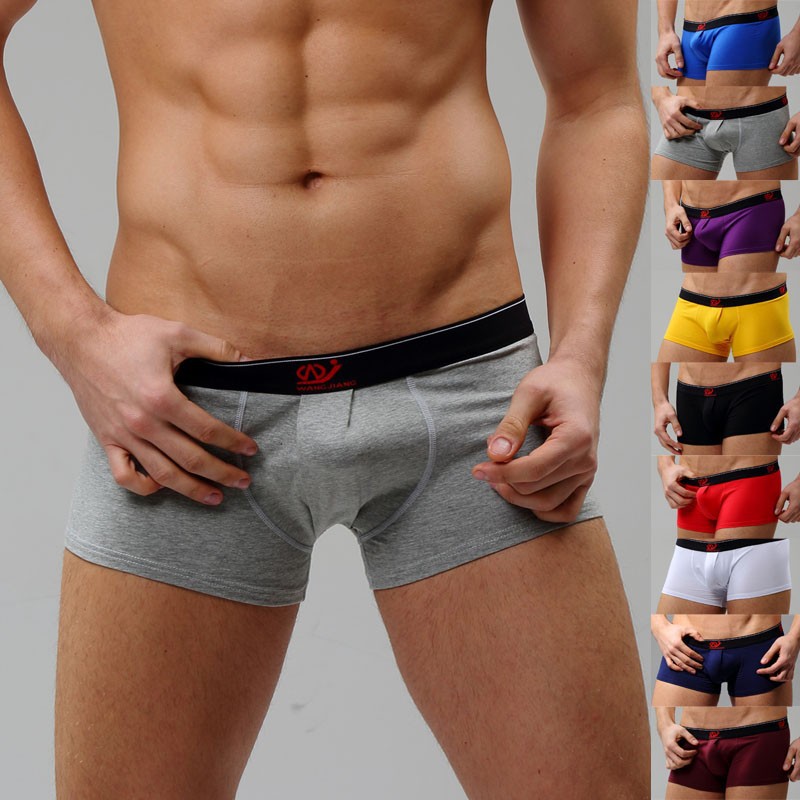 Manocean underwear men MultiColors sexy casual U convex design low-rise cotton solid boxers boxer shorts 7342 (5)