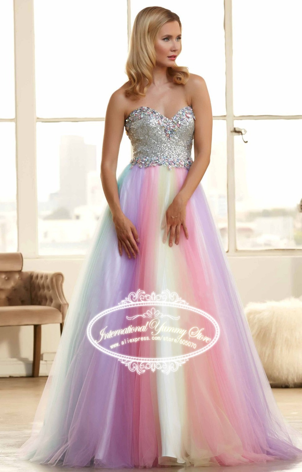 rainbow ball gown dress