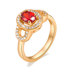 High Quality 18K Gold Plated Ruby Finger Rings Elegant Brand Jewelry CZ Diamond Austrian Crystal For Women Wedding Jewelry