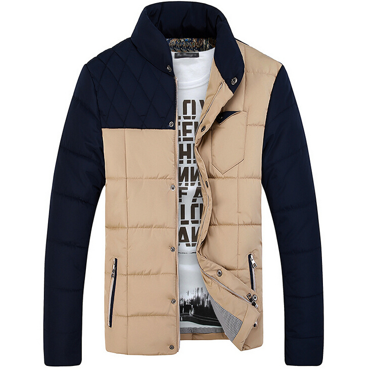 New plug color coat collar winter clothes Men s new fashion cotton Slim hooded padded jacket