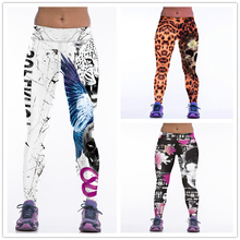 YDC99 2016 Women Leggings Fitness Sports Leggings Funny Leggins White Leopard Skull Print Running Pants Ropa Deportiva Mujer Gym