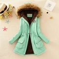 new 2016 women winter coat wadded jacket medium long Parka fur collar thickening hood abrigos female