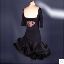 Latin dance costume sexy half sleeves lace body top+short skirt 2pcs/suit for women latin dance competition costume set